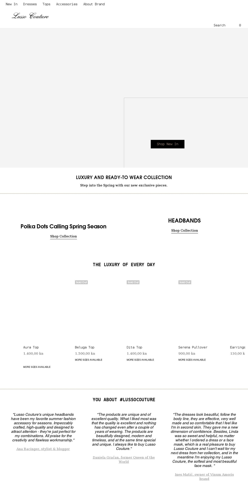 lussoofficial.com shopify website screenshot