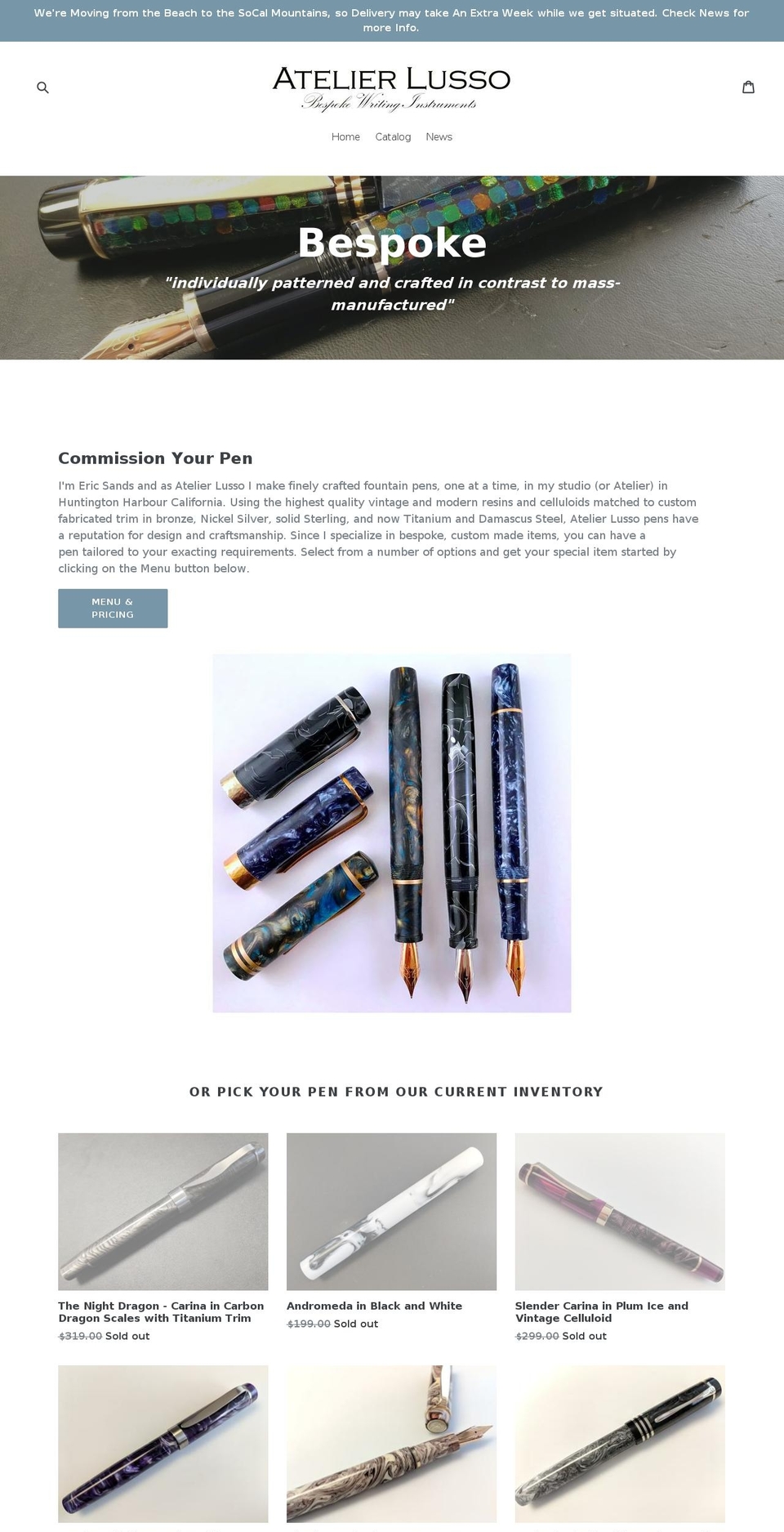 lussopens.com shopify website screenshot