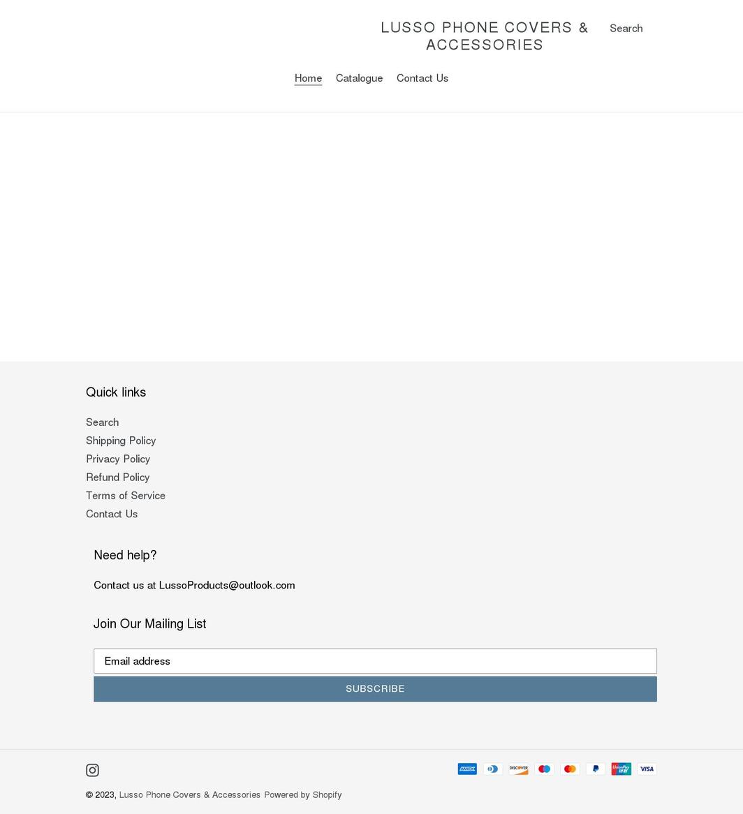lussophonecoversandaccessories.co.uk shopify website screenshot