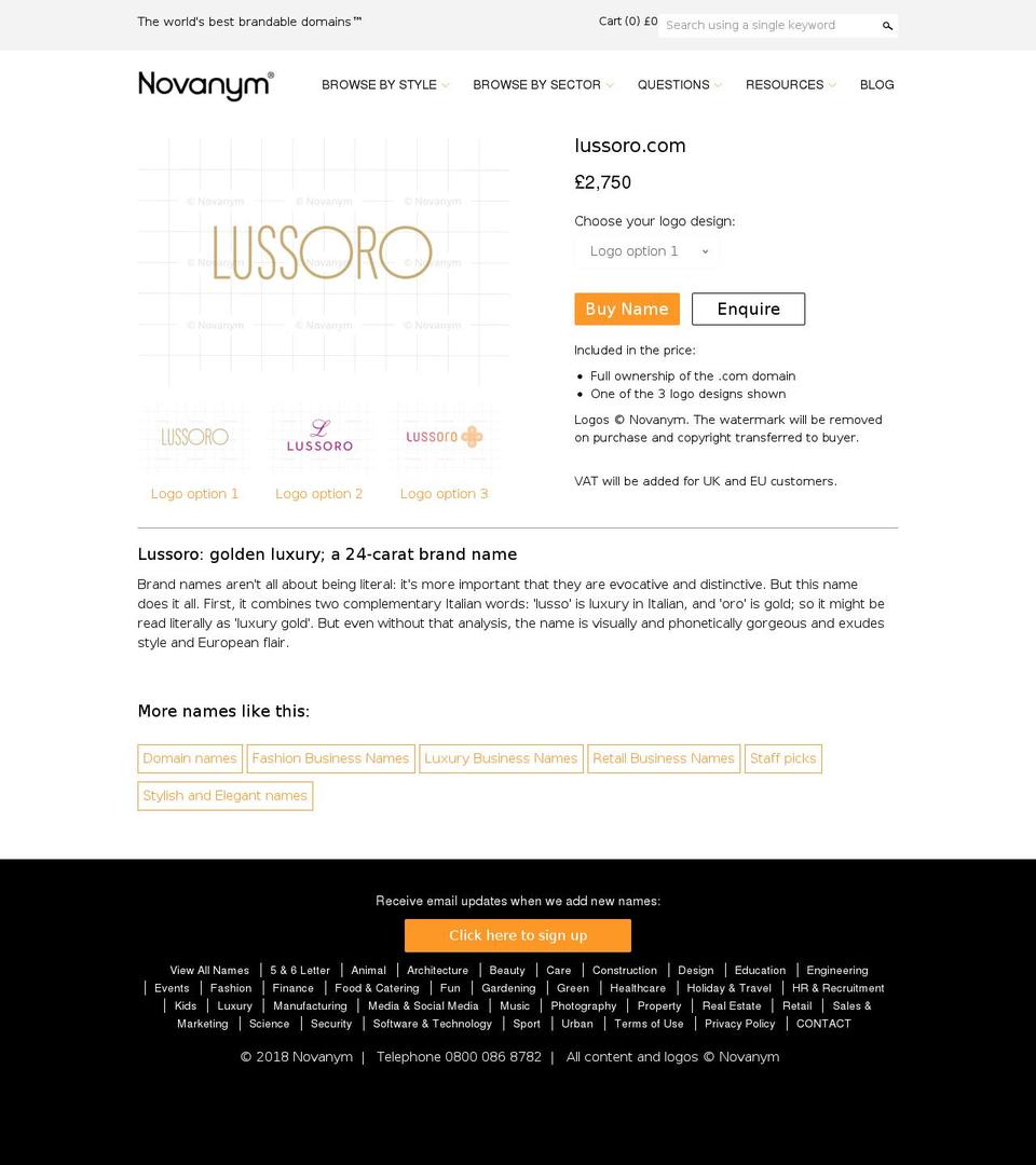 lussoro.com — Shopify storefront screenshot