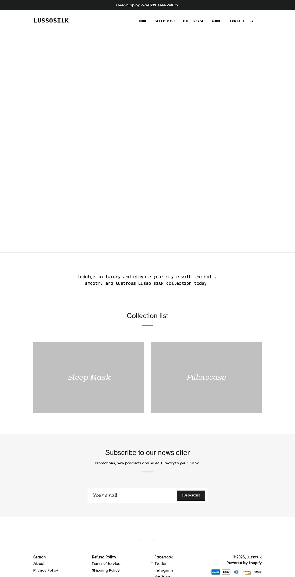 lussosilk.com shopify website screenshot