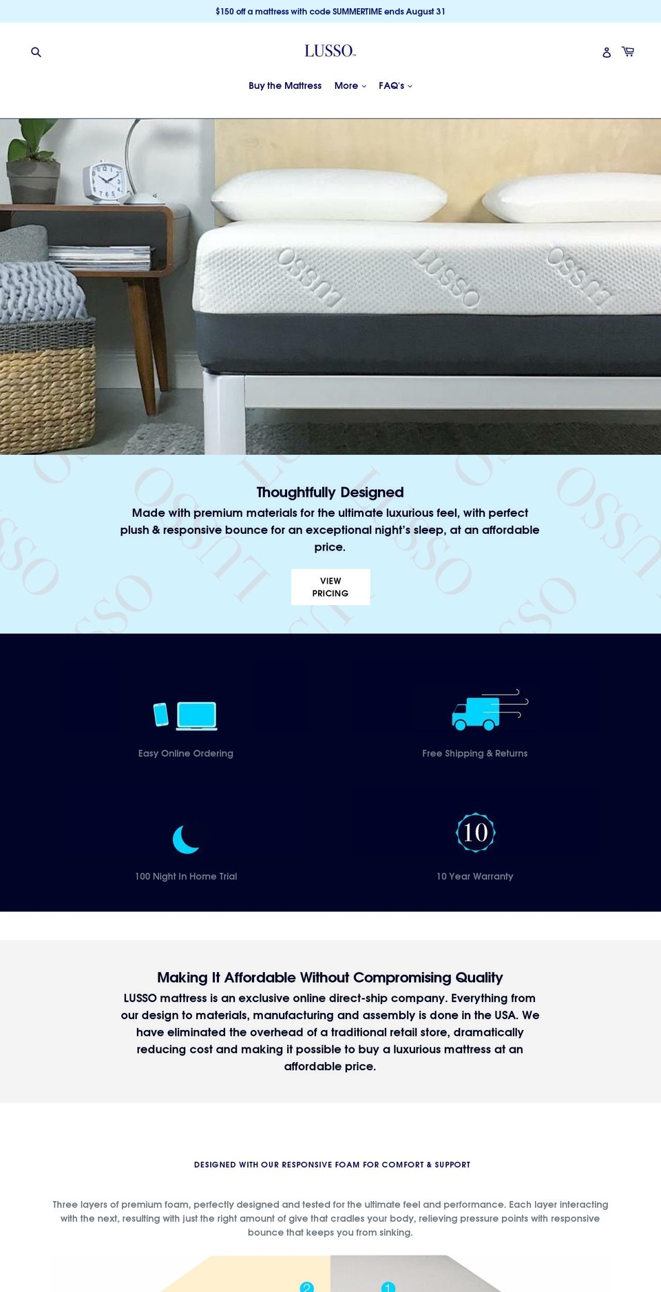 lussosleep.com shopify website screenshot