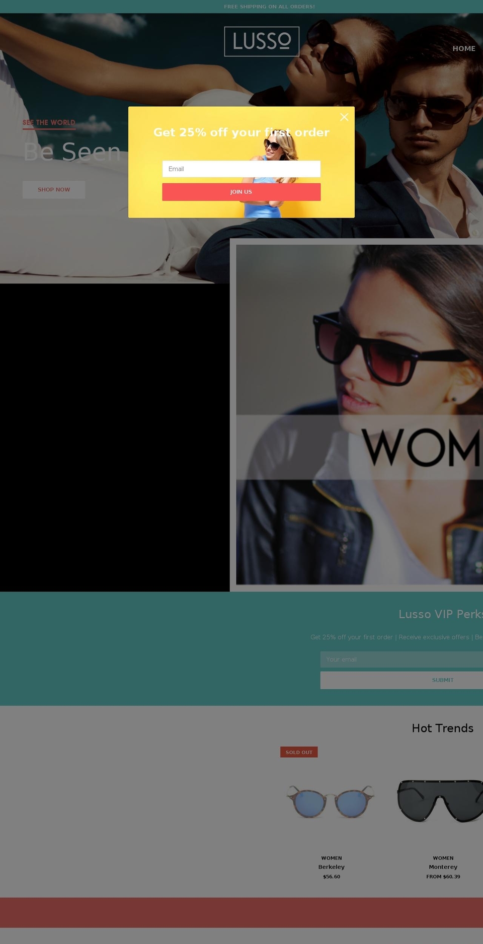 lussosun.com — Shopify storefront screenshot
