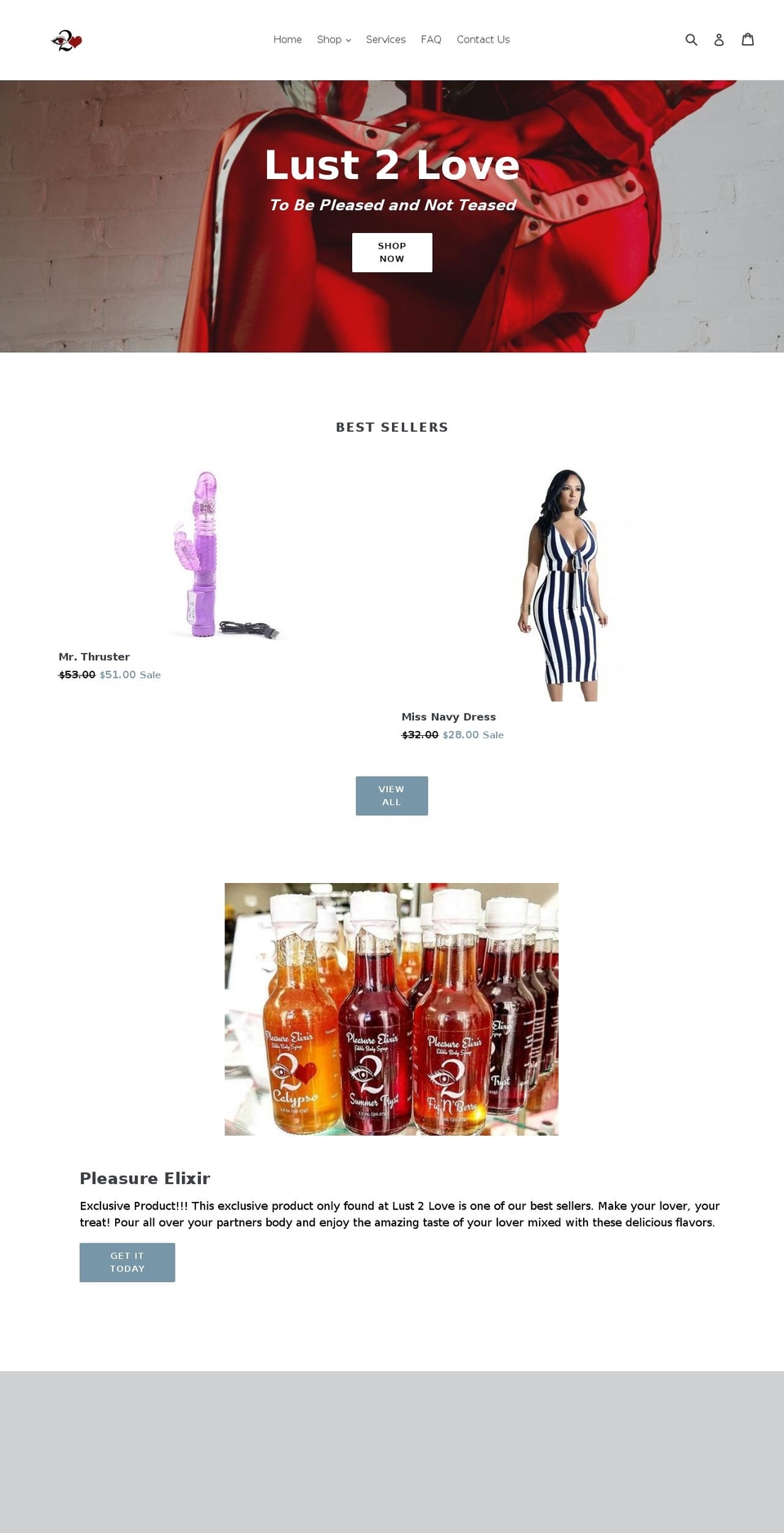lust2love.com — Shopify storefront screenshot