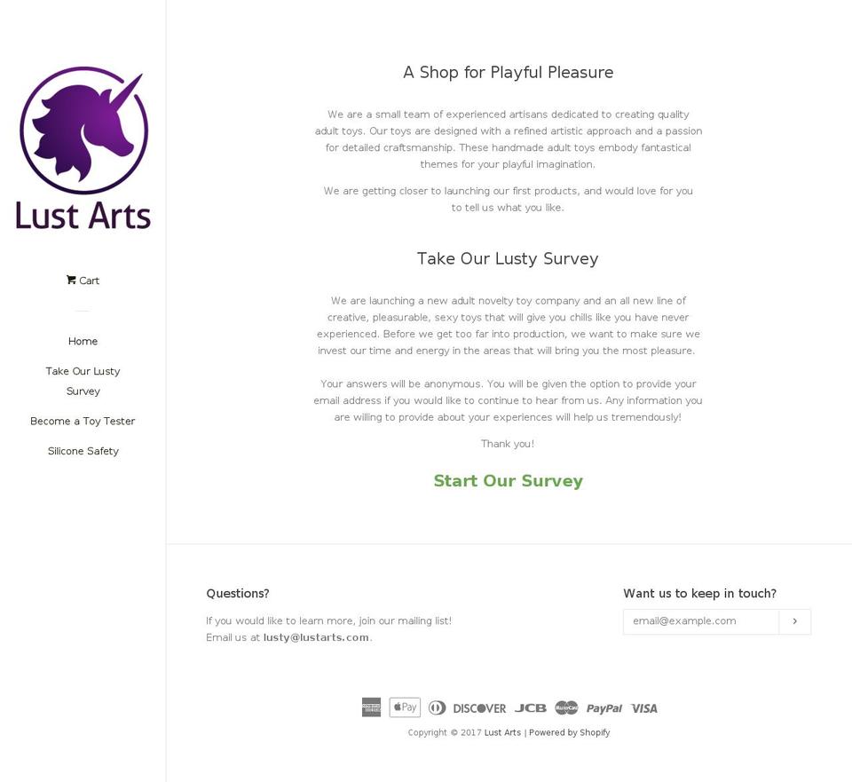 lustarts.com shopify website screenshot