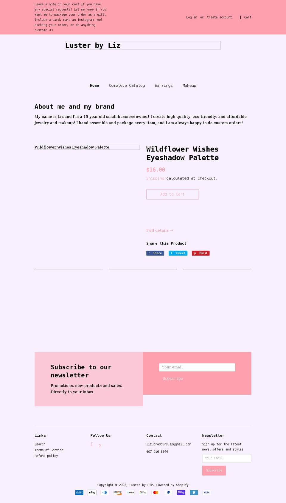 lusterbyliz.com shopify website screenshot