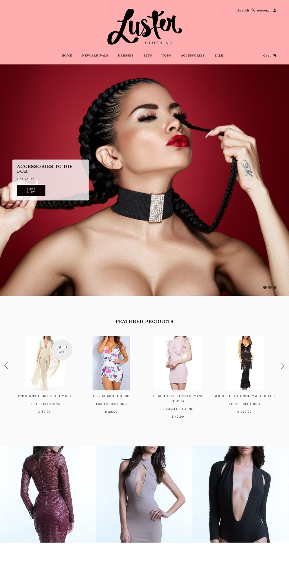 lusterclothing.com shopify website screenshot