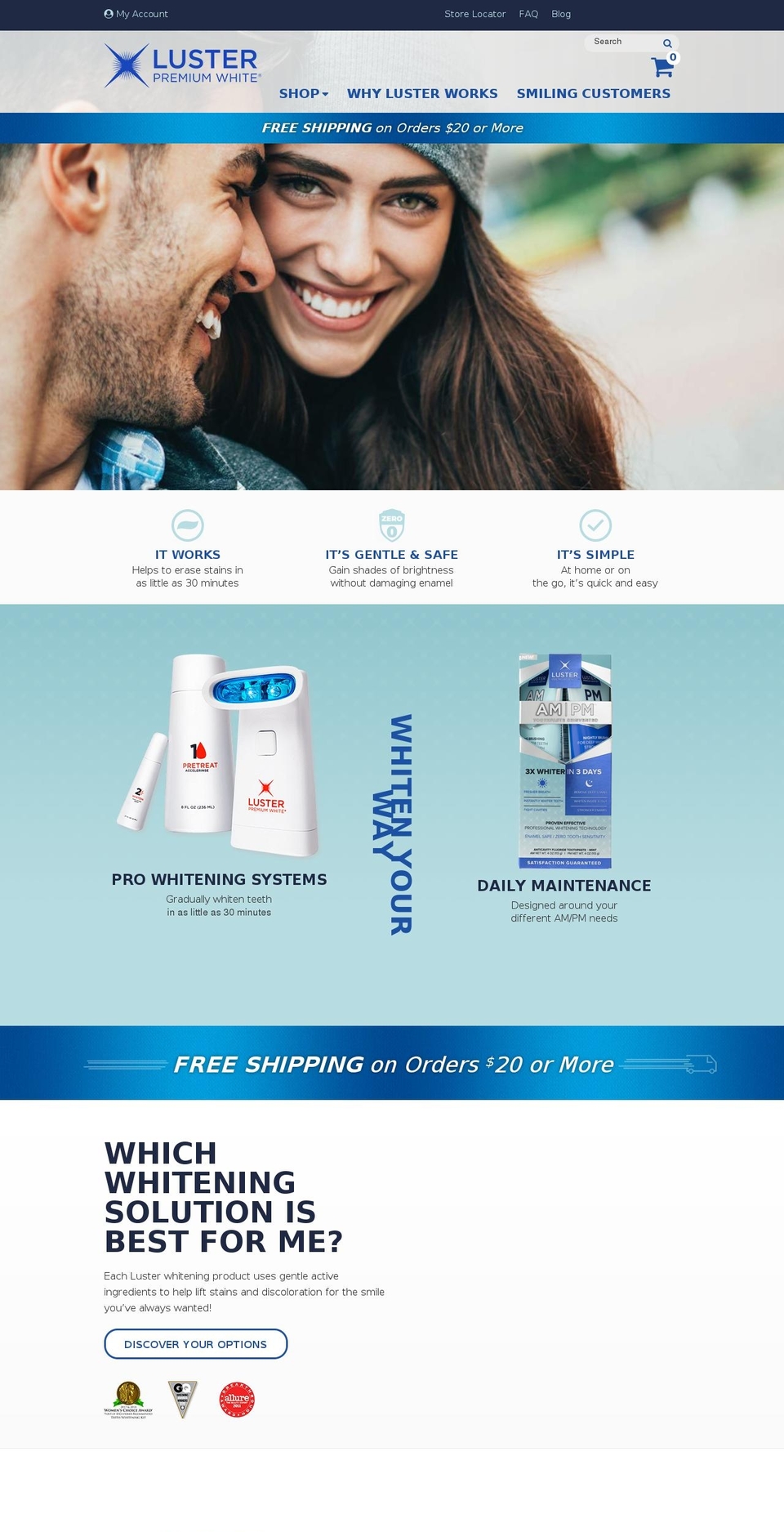 theme-luster Shopify theme site example lusteroralcare.com