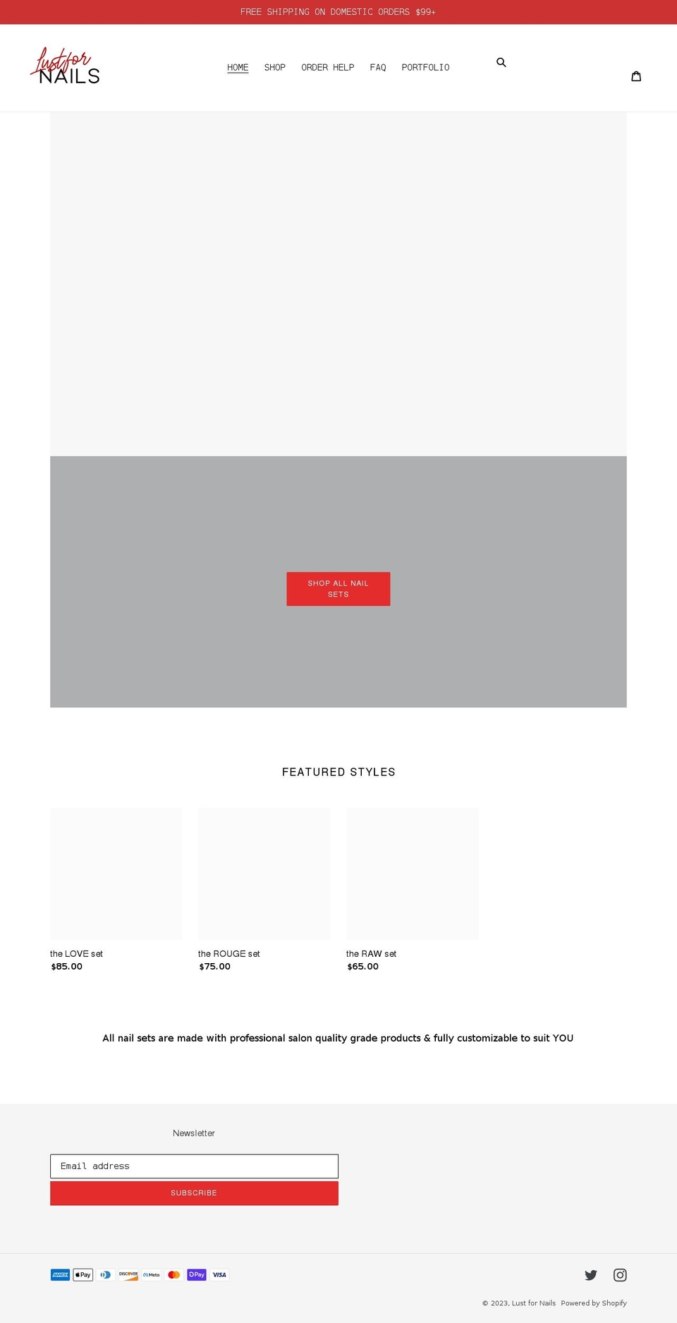 lustfornails.com shopify website screenshot