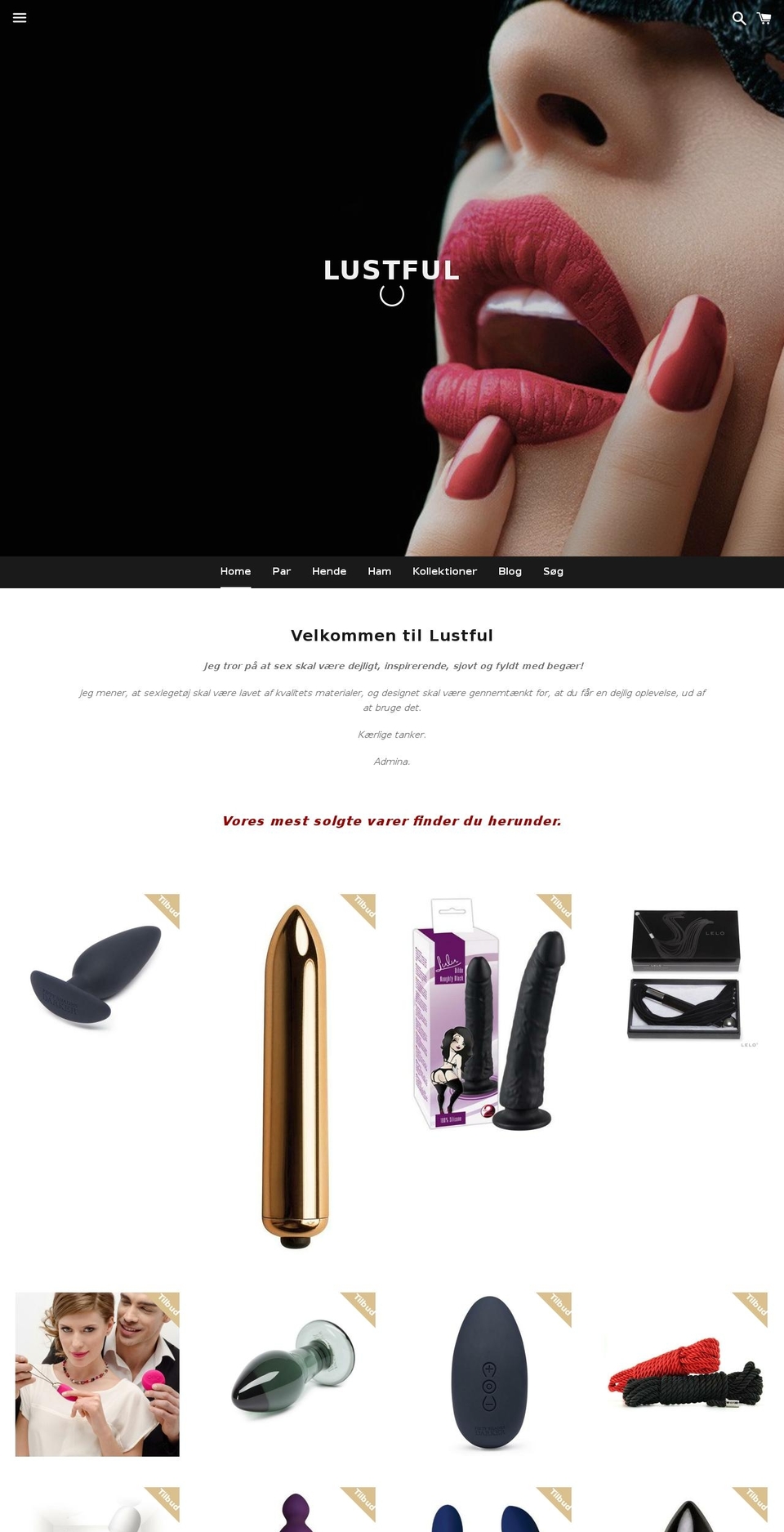 lustful.dk shopify website screenshot