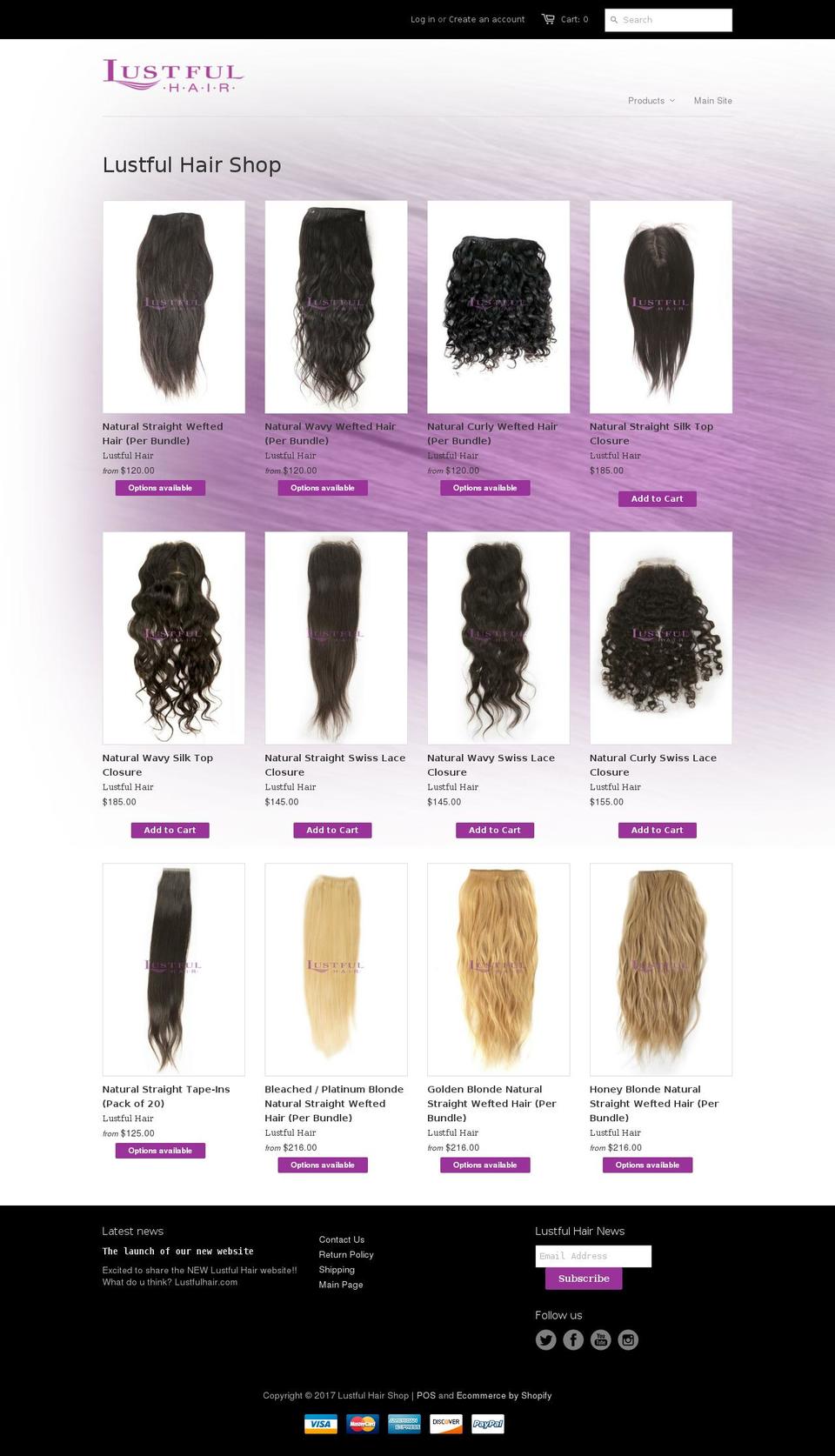 lustfulhairshop.com shopify website screenshot