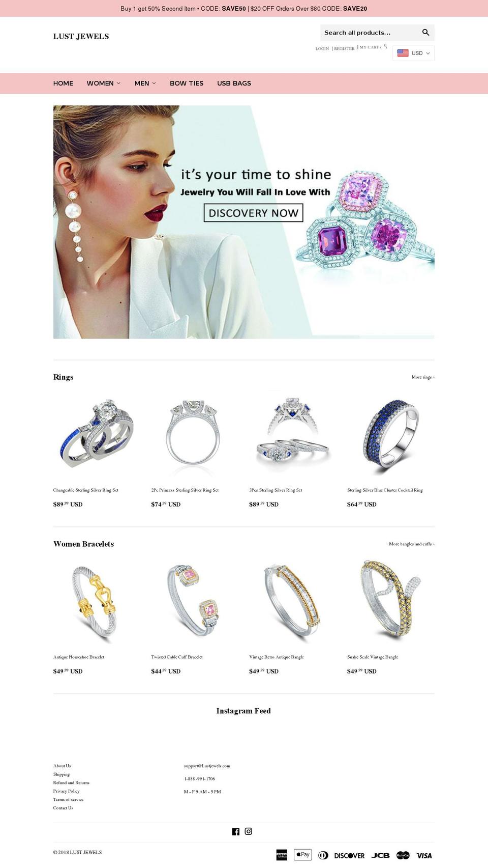 lustjewels.com — Shopify storefront screenshot