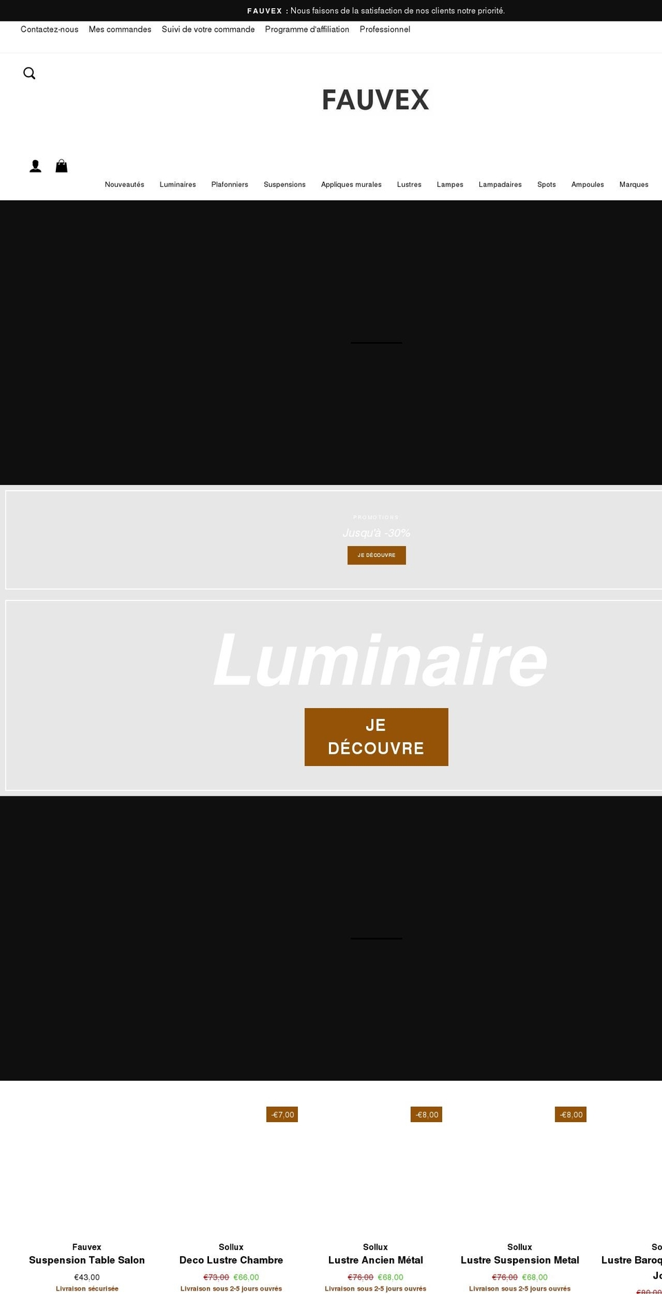 lustre-fauvex.fr shopify website screenshot
