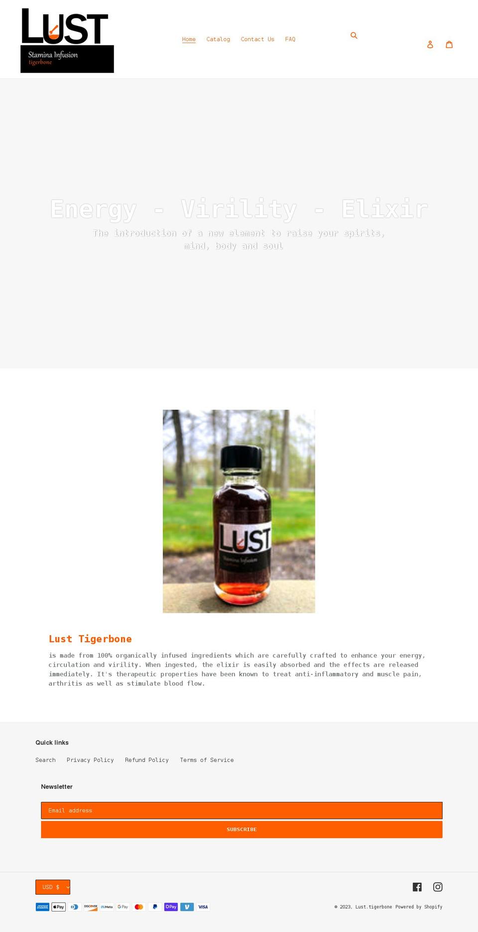 lusttigerbone.com shopify website screenshot