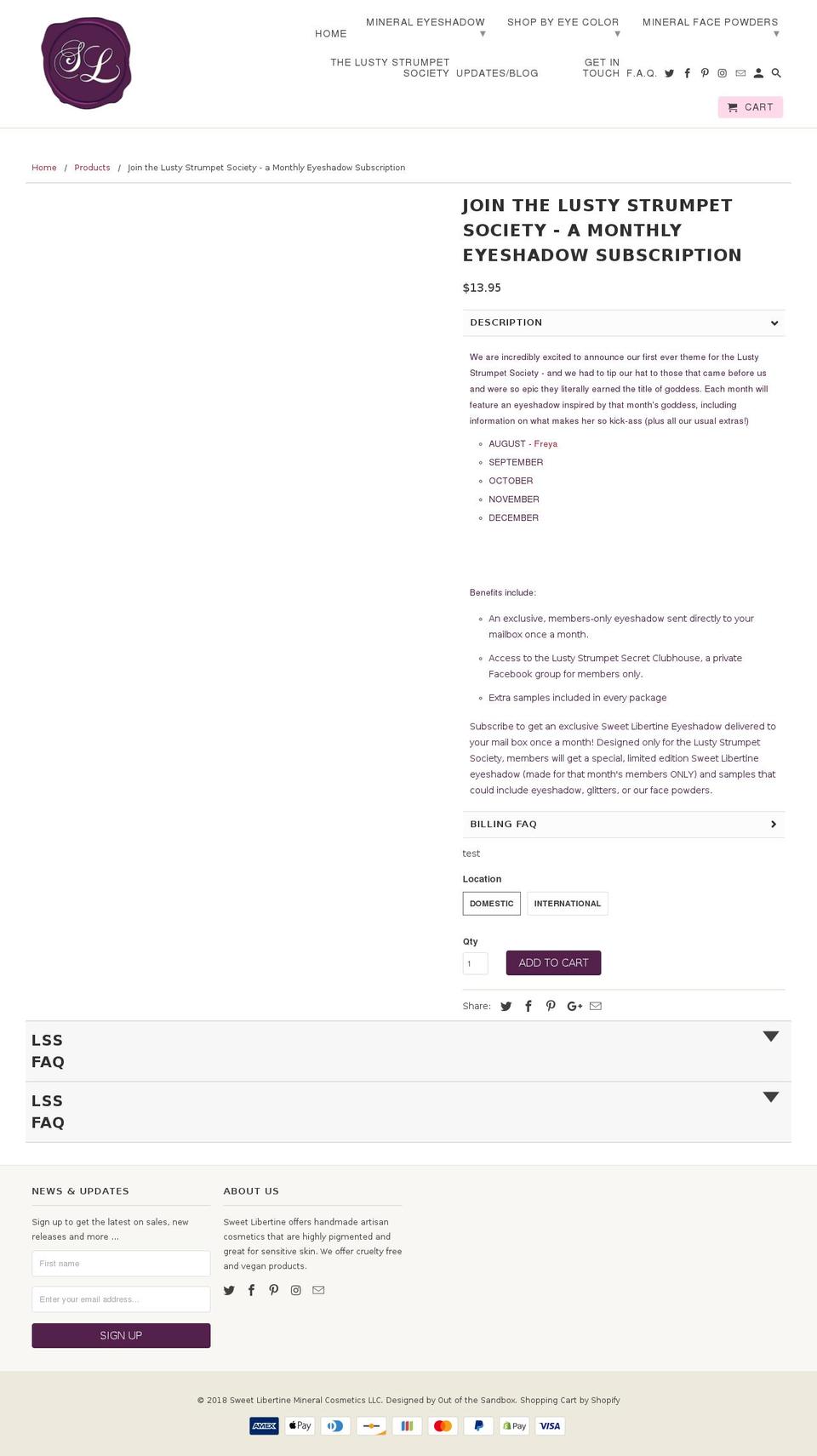 lustystrumpet.com — Shopify storefront screenshot