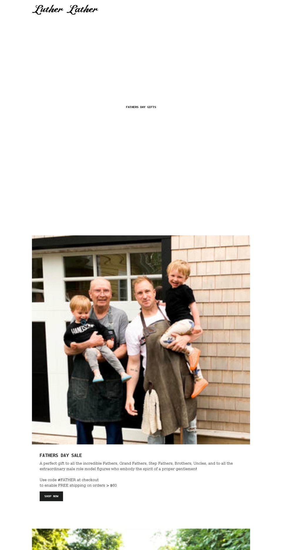 lutherlather.com shopify website screenshot