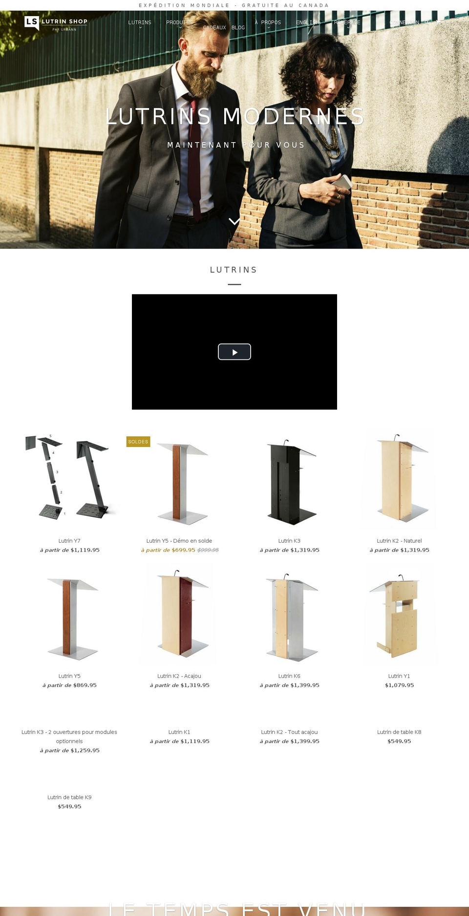 lutrin.ca shopify website screenshot