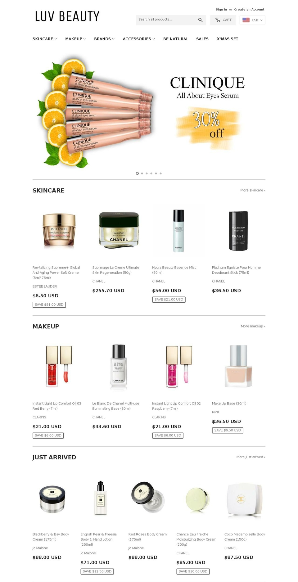 luv-beauty.com shopify website screenshot