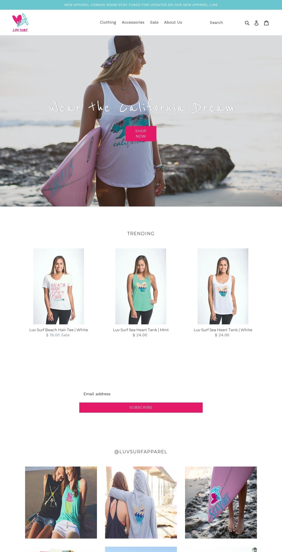 luv.surf shopify website screenshot