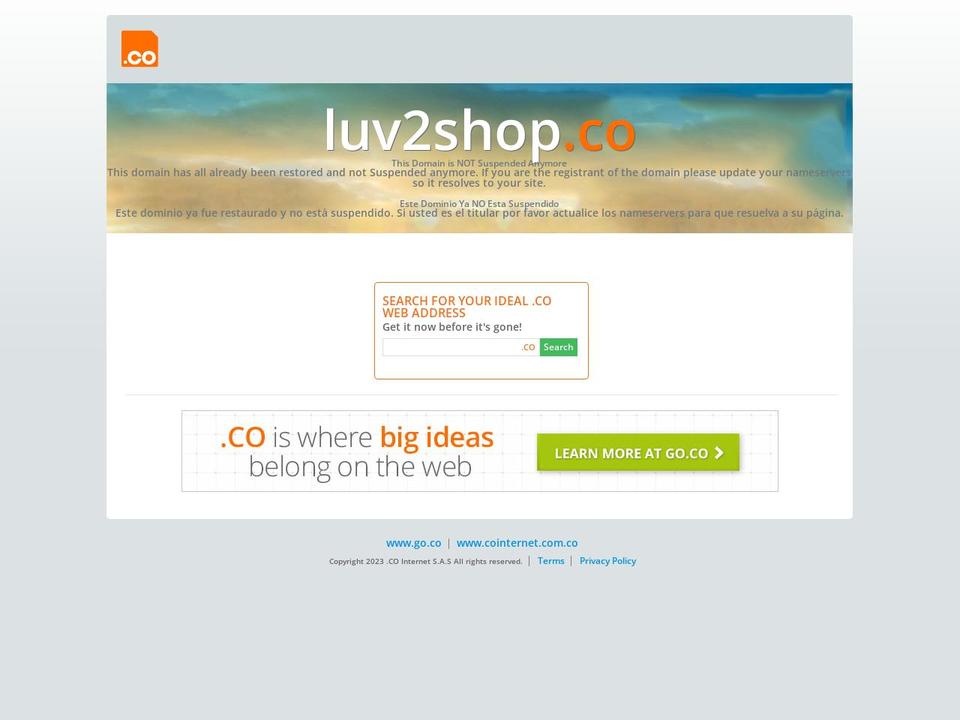 ThemeX Shopify theme site example luv2shop.co