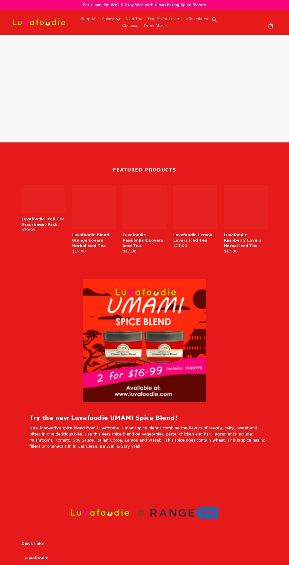 luvafoodie-clean-eating-spices.myshopify.com shopify website screenshot