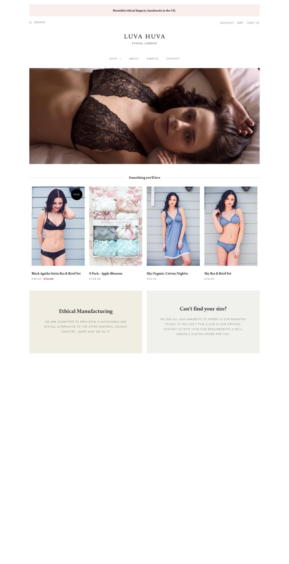 luvahuva.co.uk shopify website screenshot