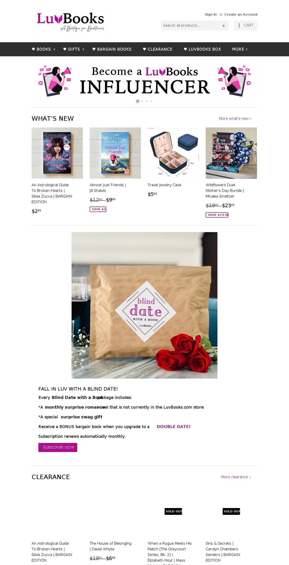 luvbooks.com shopify website screenshot