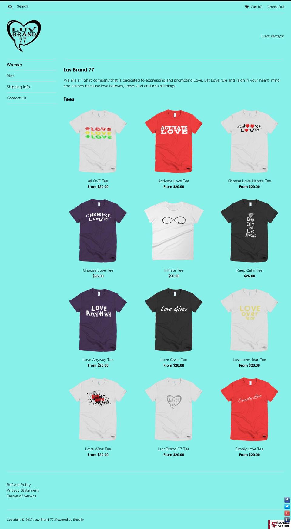 luvbrand77.com shopify website screenshot
