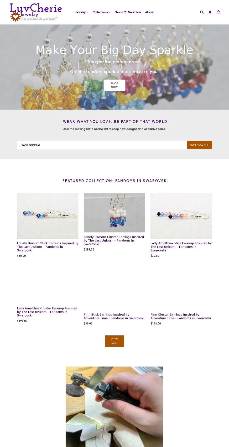 luvcheriejewelry.com — Shopify storefront screenshot