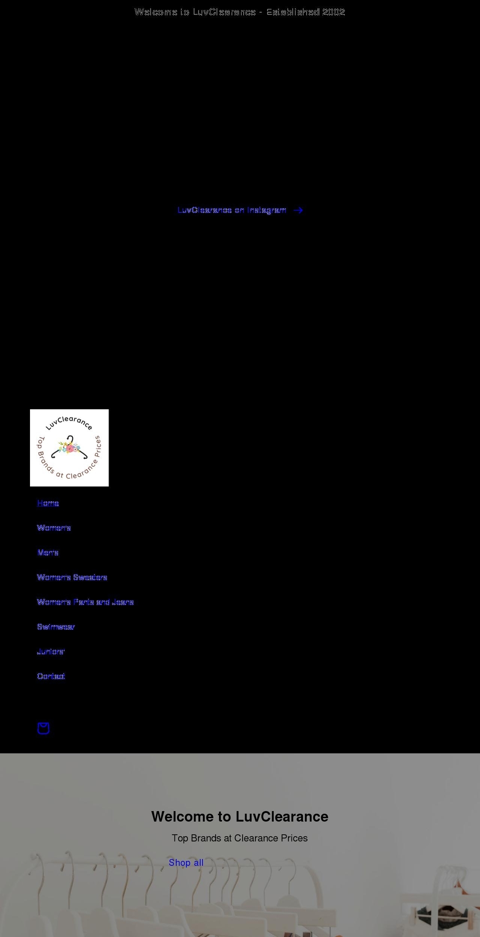 luvclearance.com shopify website screenshot