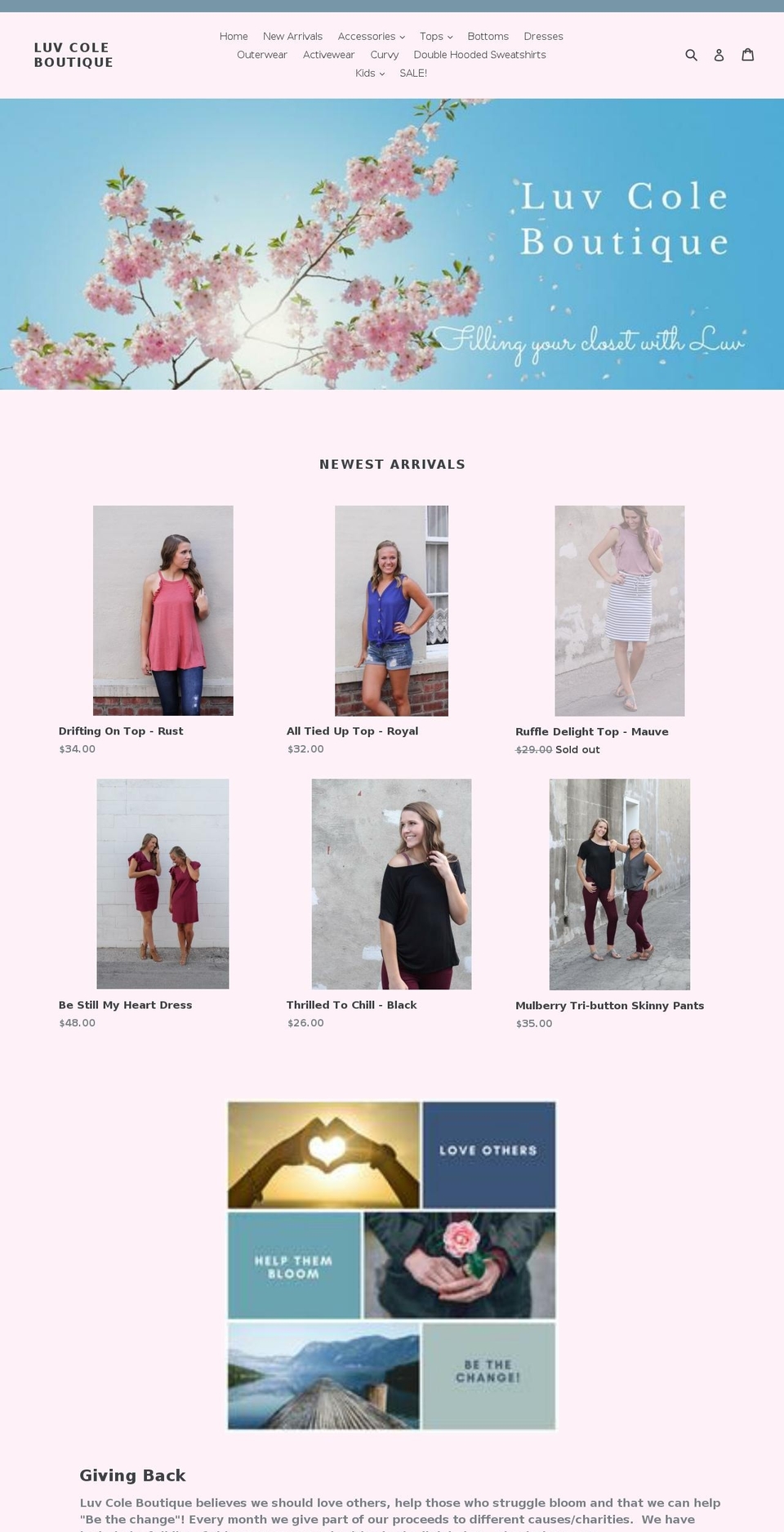 luvcoleboutique.com shopify website screenshot