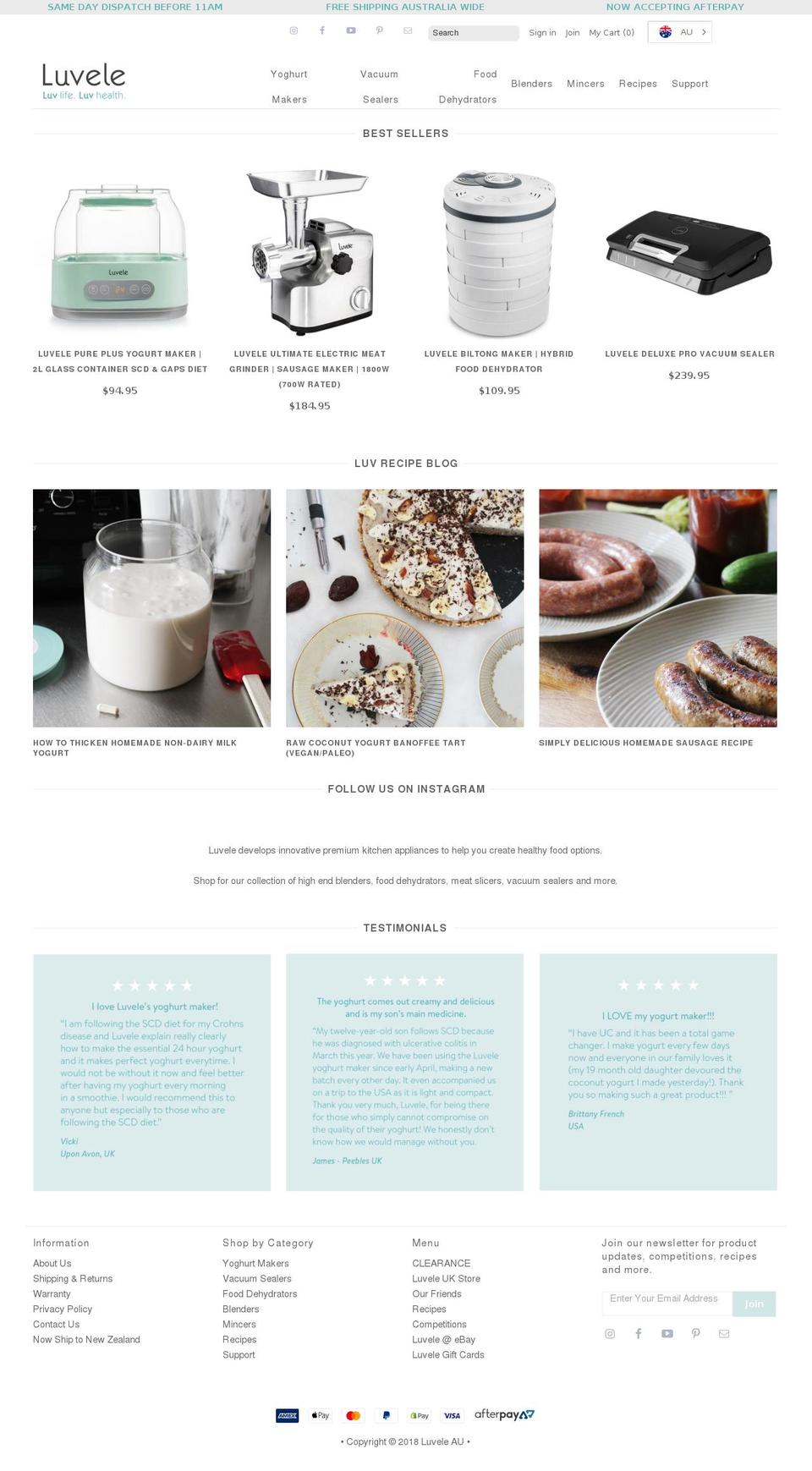 luvele.com.au shopify website screenshot