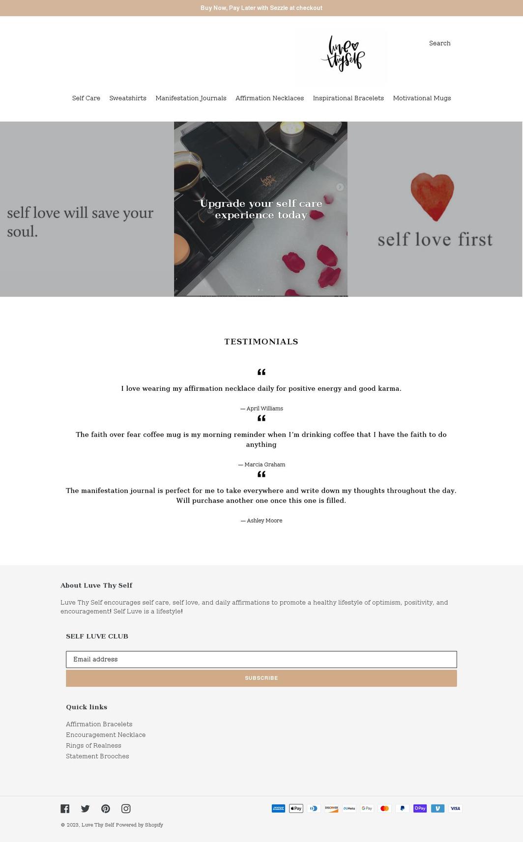 luvethyself.com shopify website screenshot