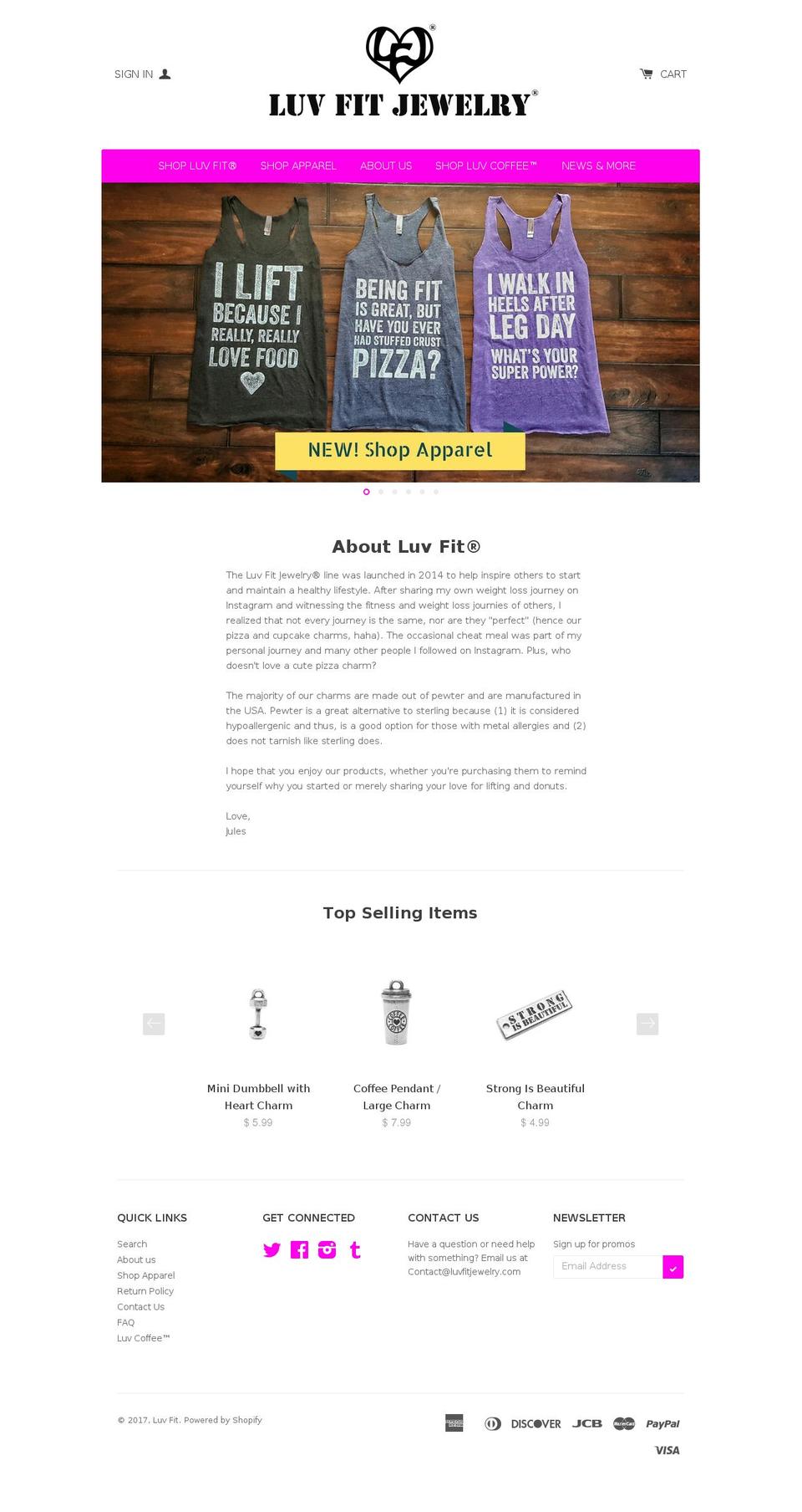 luvfitjewelry.com shopify website screenshot
