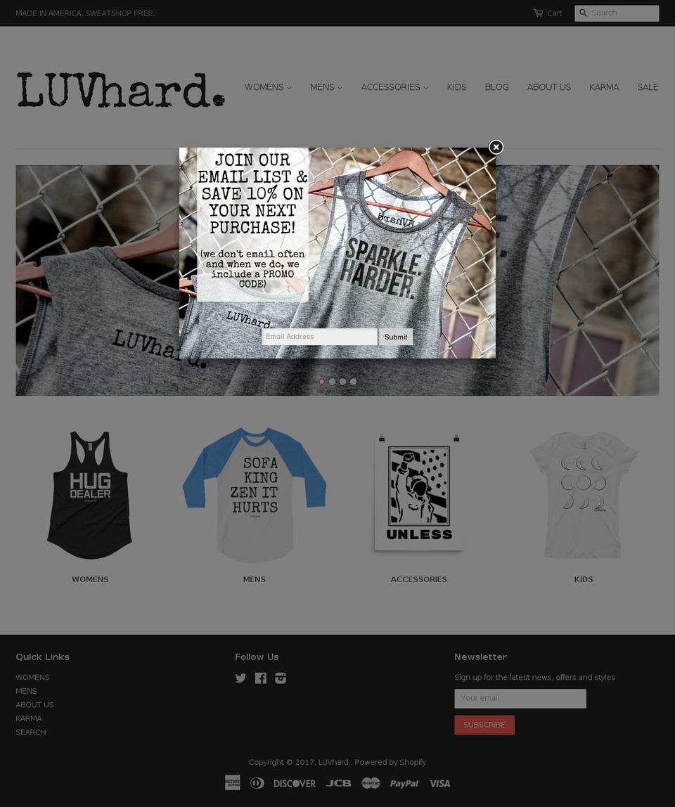 luvhard.com shopify website screenshot