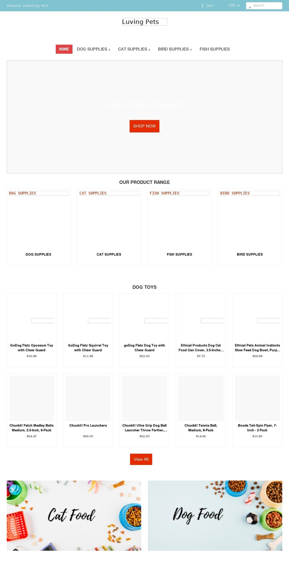 luvingpets.com shopify website screenshot