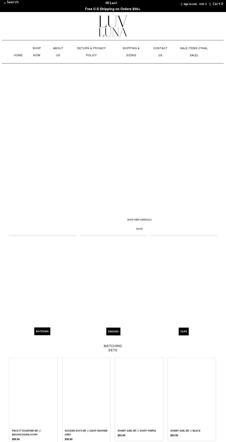 luvluna.com shopify website screenshot