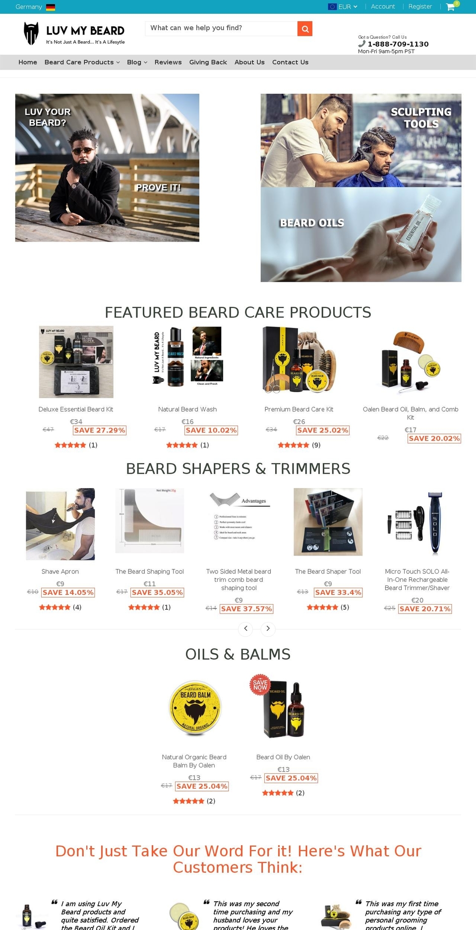 luvmybeard.com — Shopify storefront screenshot