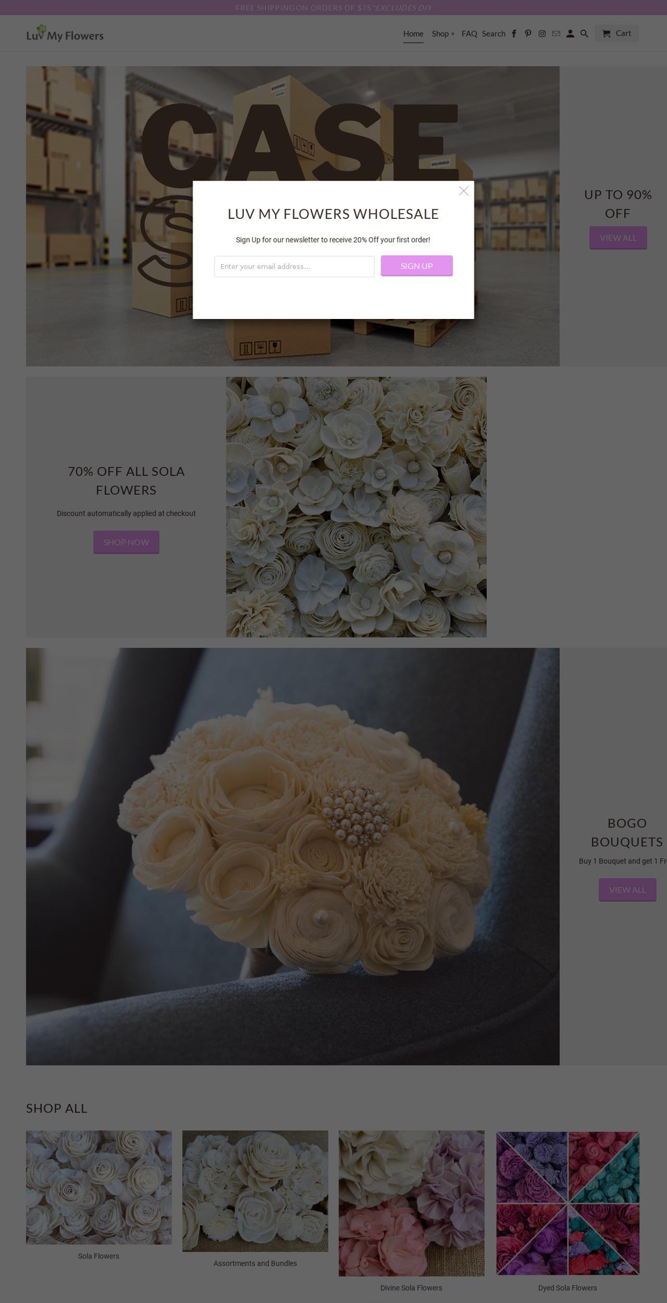 luvmyflowerswholesale.com — Shopify storefront screenshot