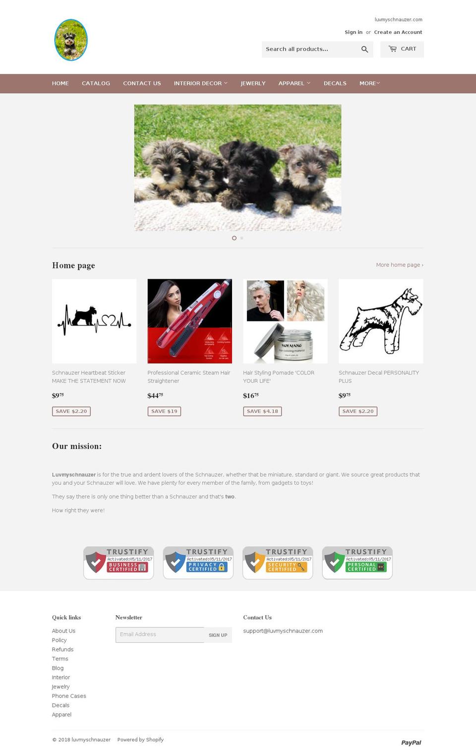 luvmyschnauzer.com — Shopify storefront screenshot