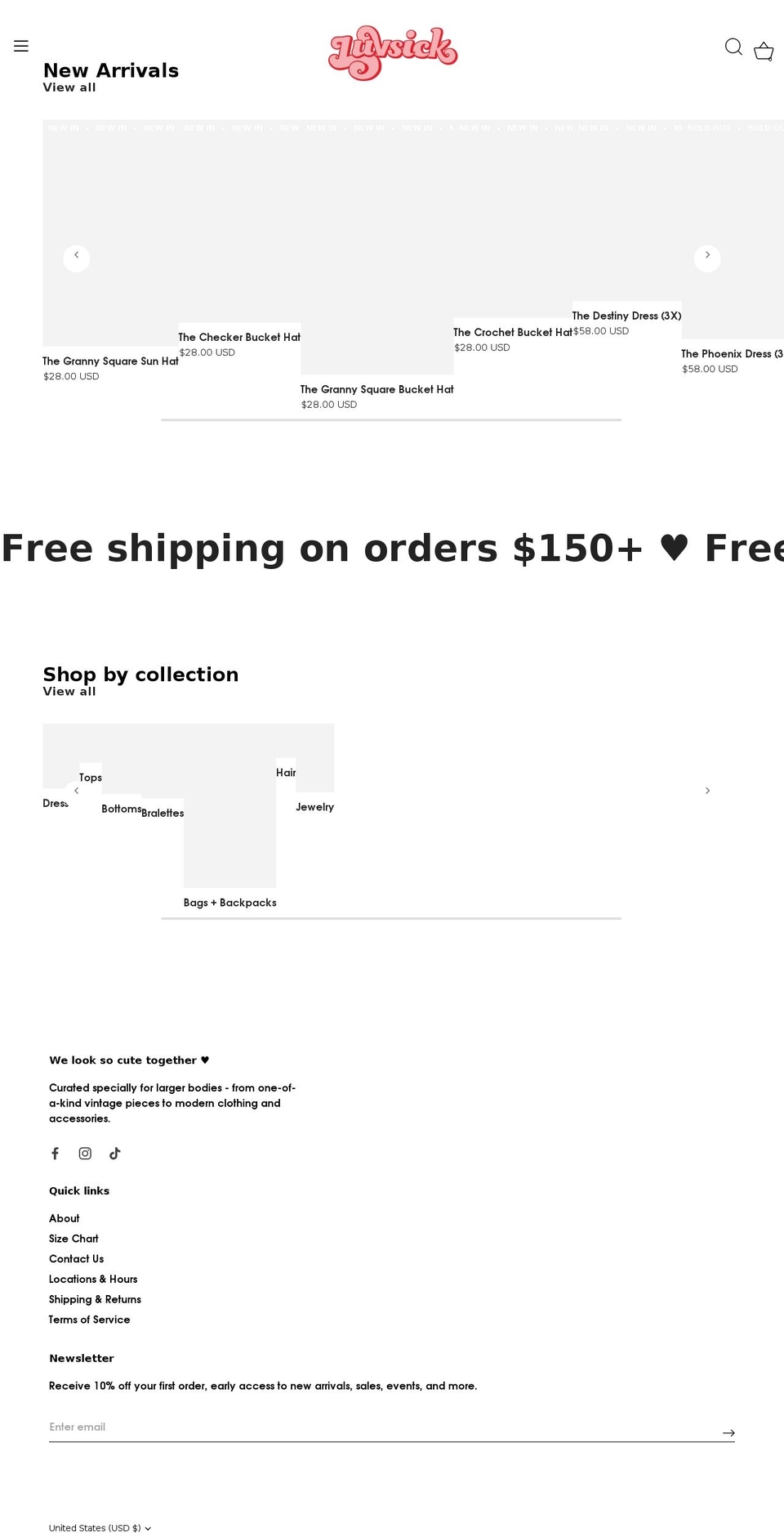 luvsickplus.com shopify website screenshot