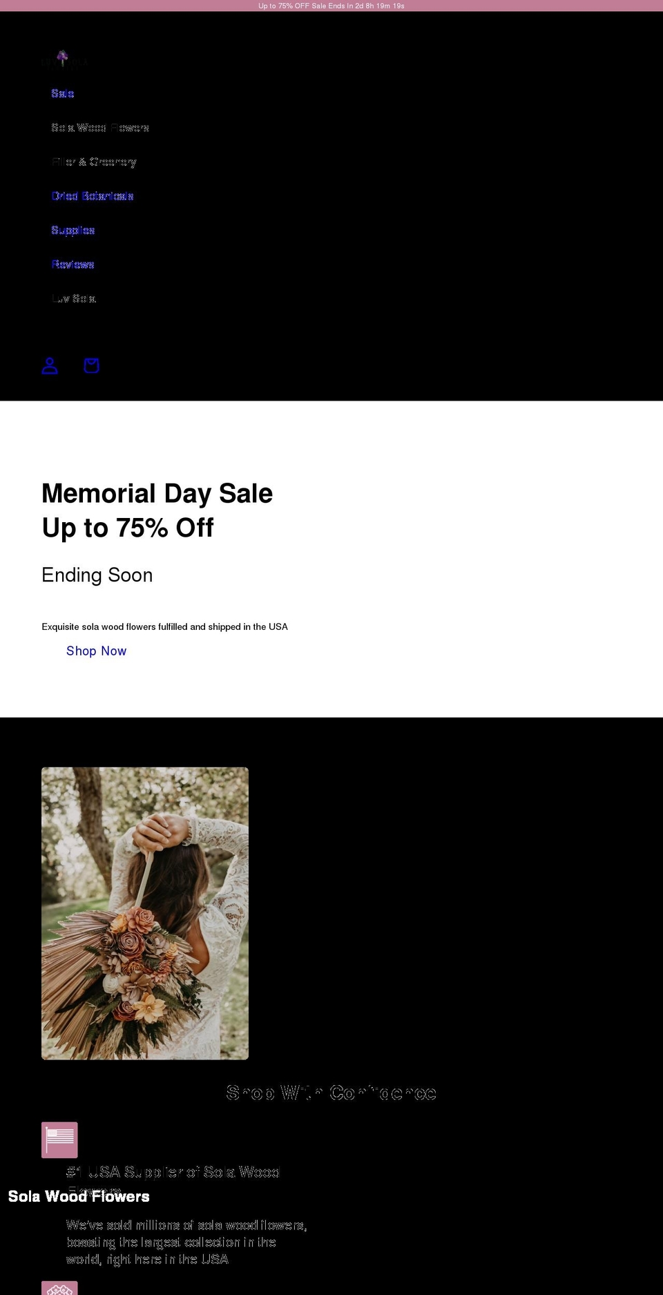 luvsolaflowers.com shopify website screenshot