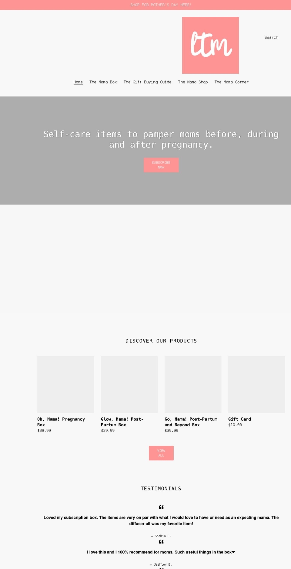 luvthemama.com shopify website screenshot