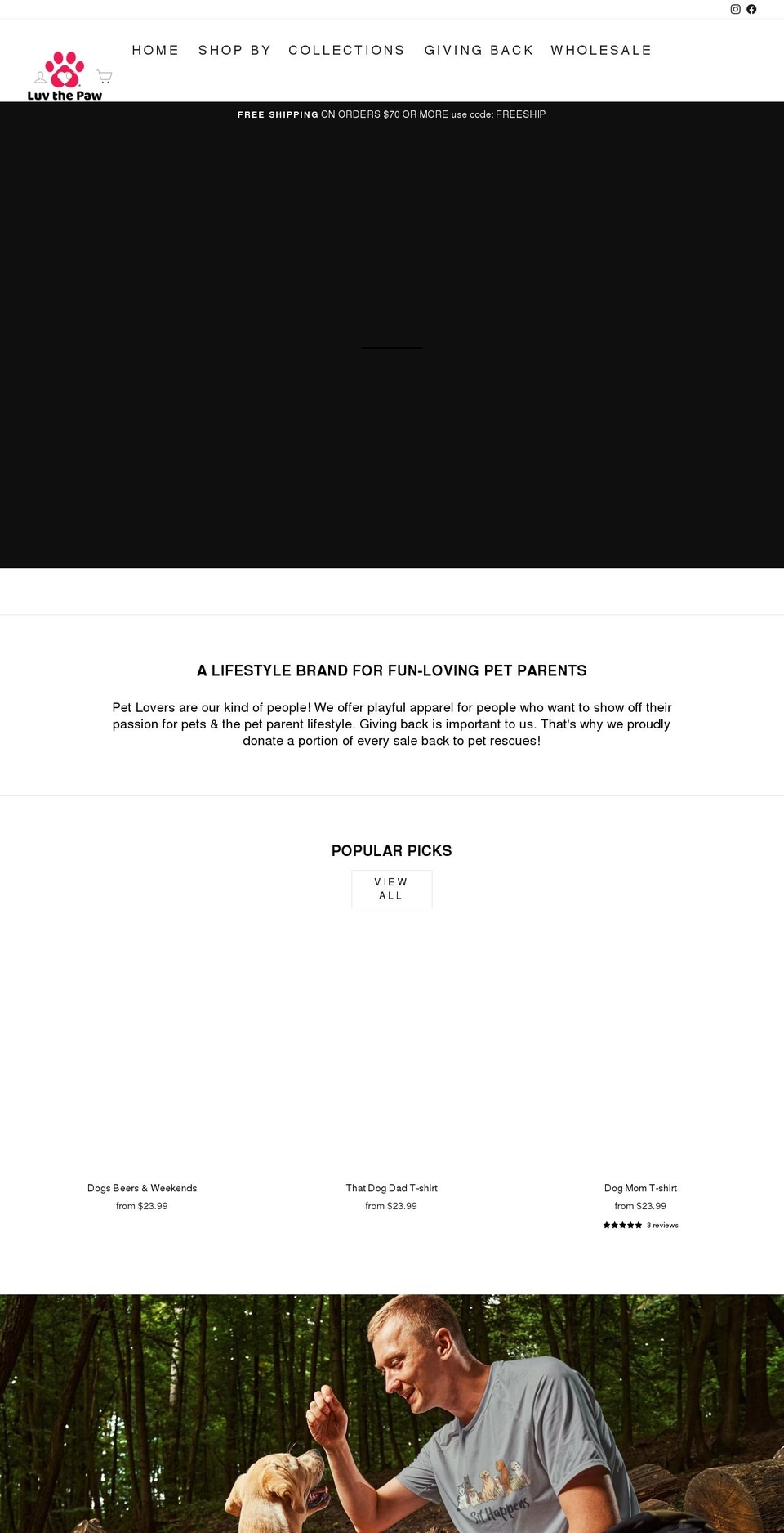 luvthepaw.com shopify website screenshot