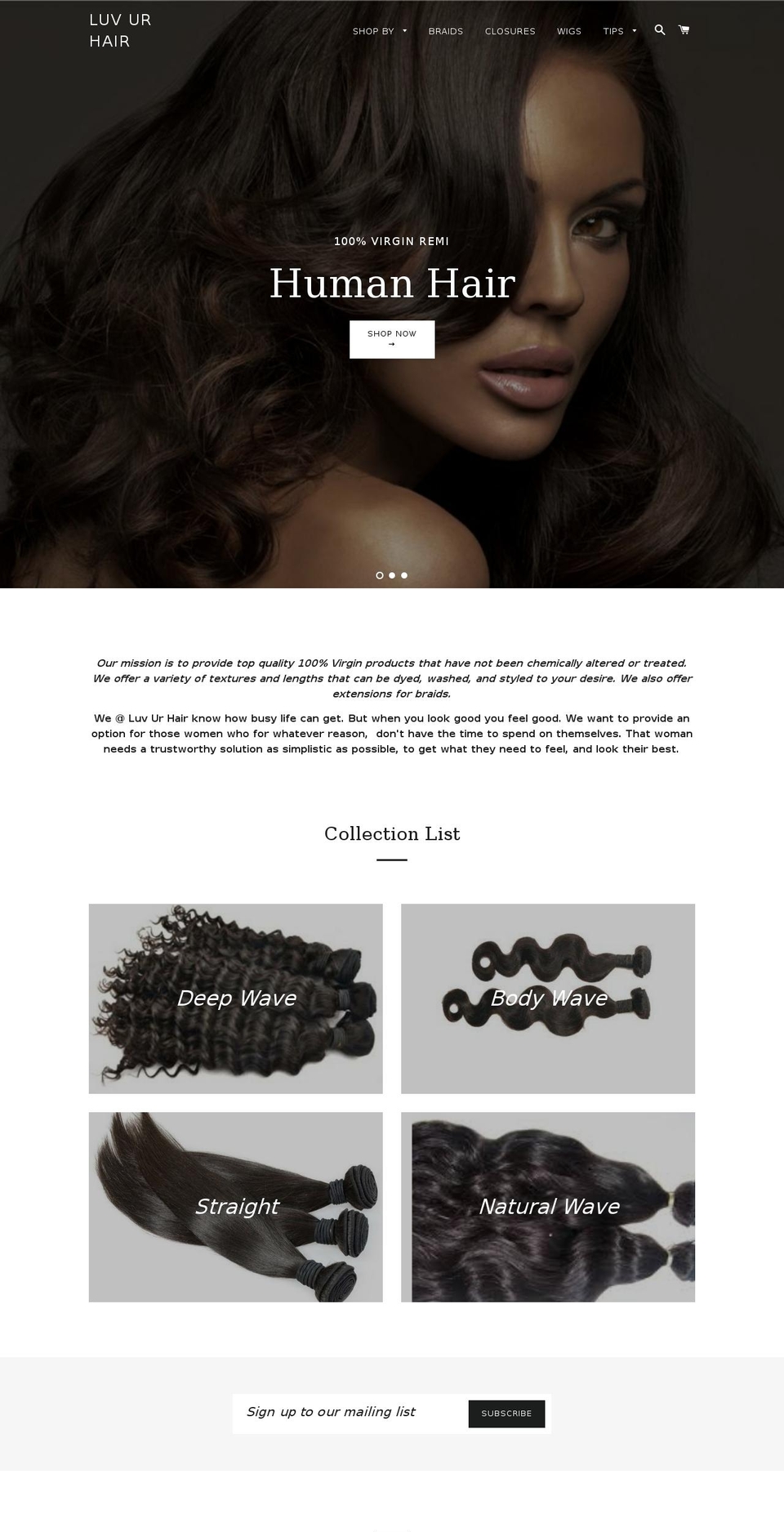 luvurhair.com — Shopify storefront screenshot