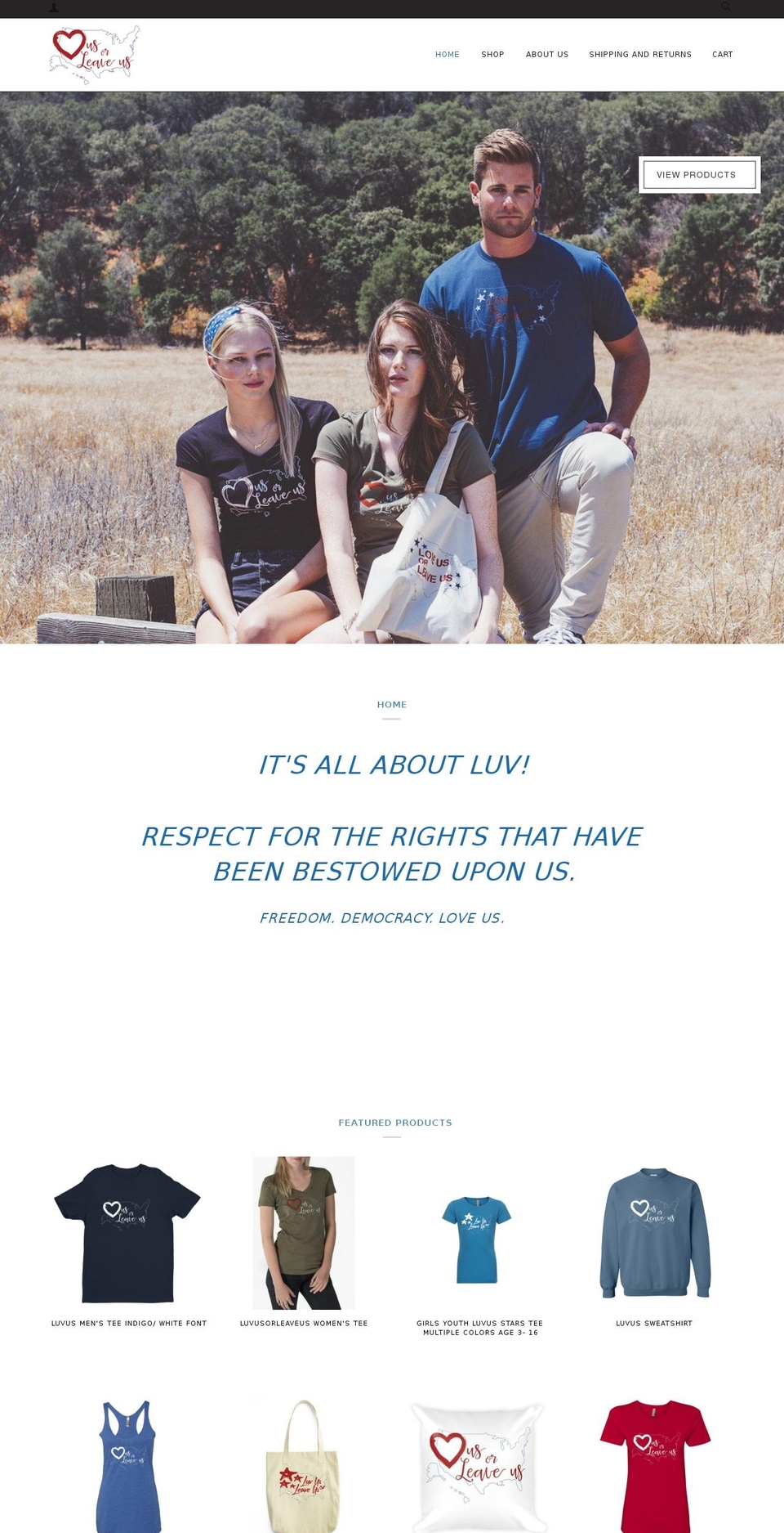 luvusorleaveus.com shopify website screenshot