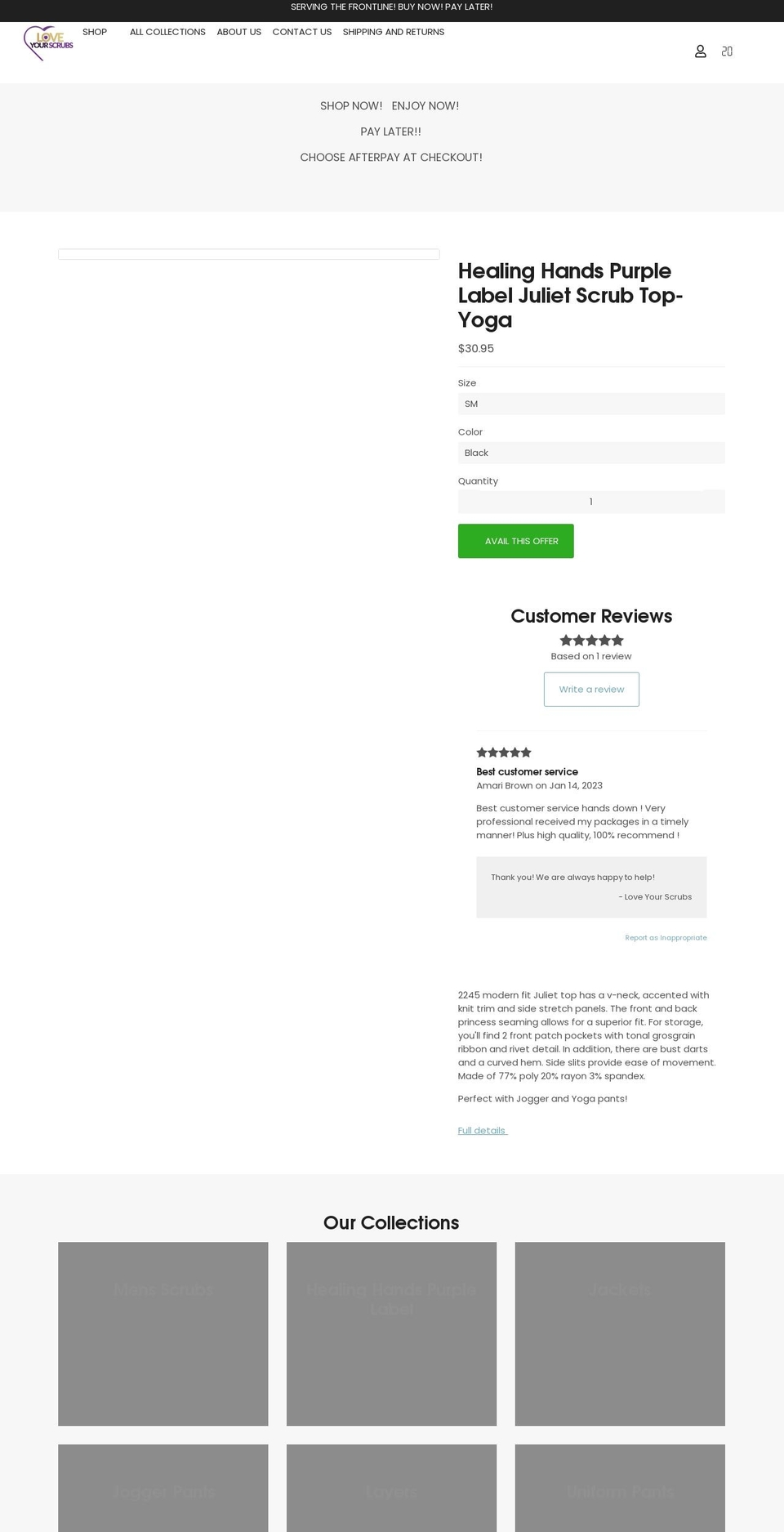 luvyourscrubs.com — Shopify storefront screenshot