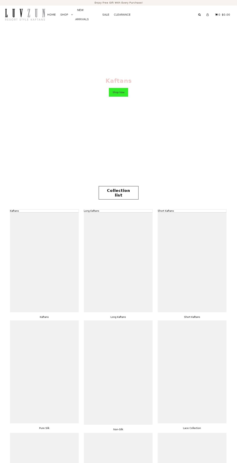 luvzun.com — Shopify storefront screenshot