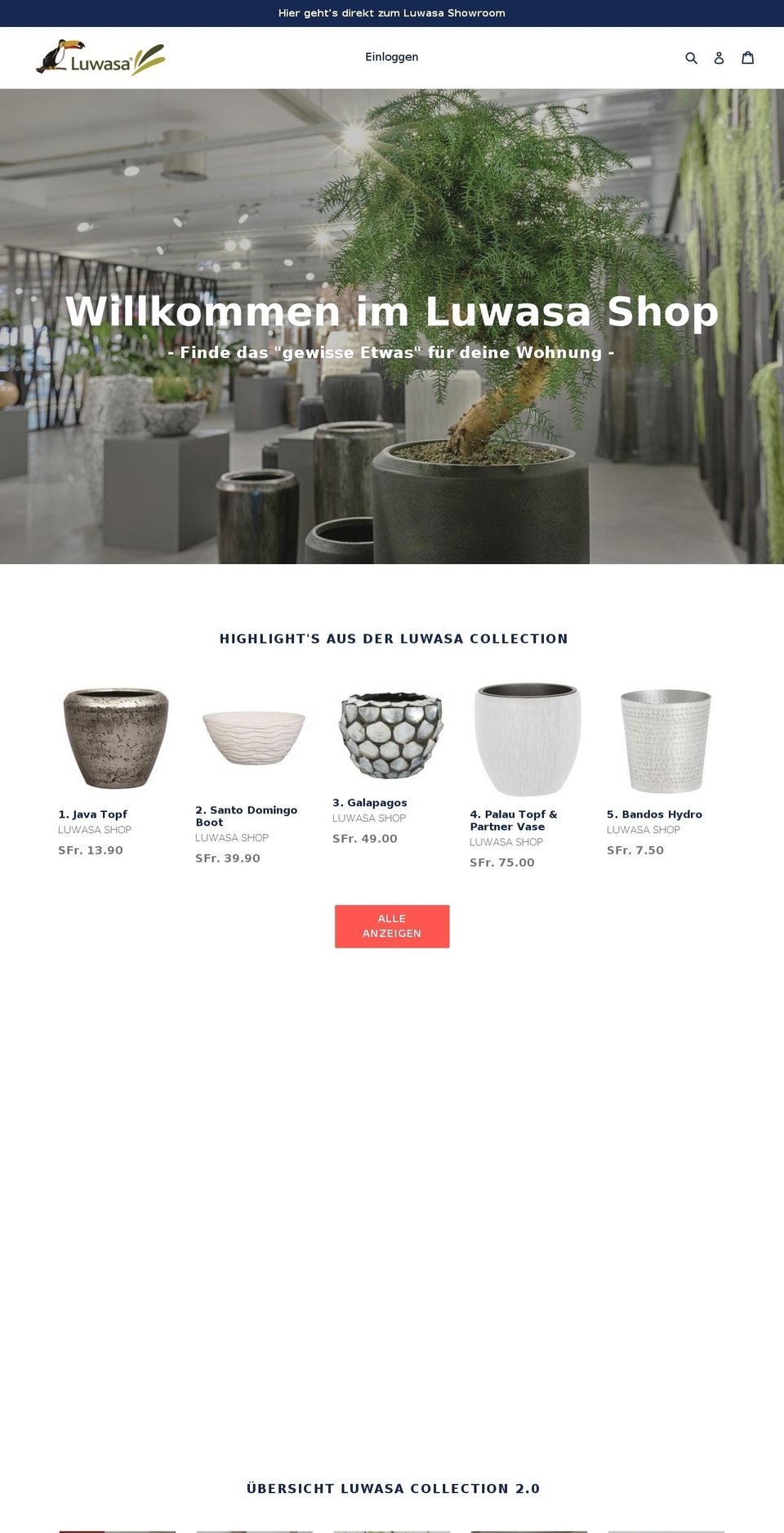 luwasaonlineshop.com shopify website screenshot