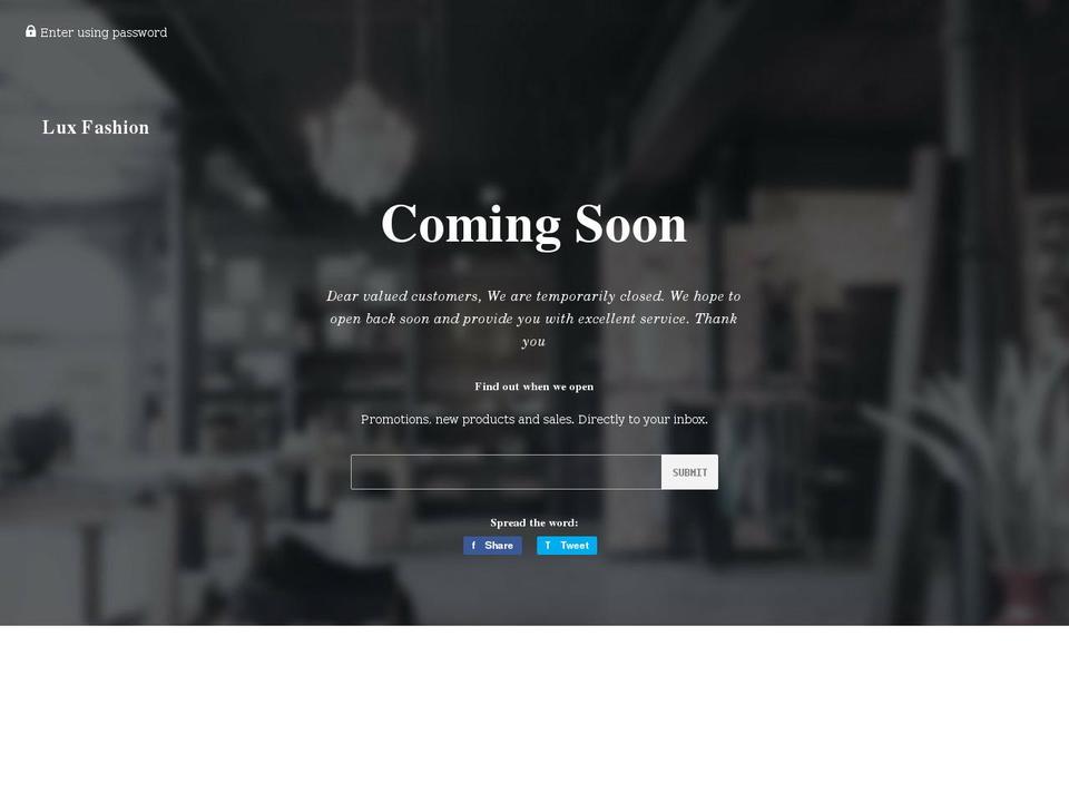 lux-fashion-collection.com shopify website screenshot